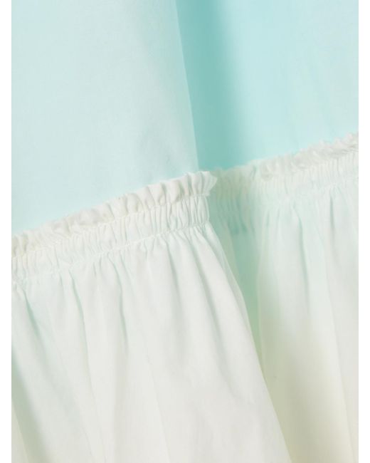 J.W. Anderson Blue Cold-Shoulder Tiered Ruffled Dégradé Cotton-Poplin Mini Dress