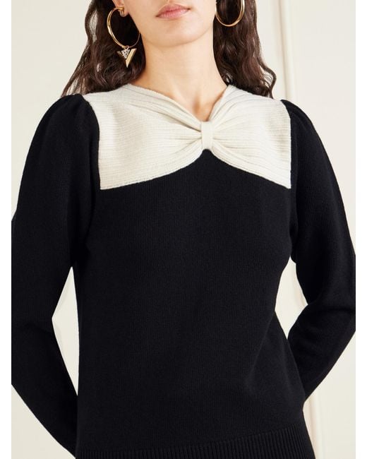 Valentino Garavani Black Bow-Detailed Two-Tone Wool Sweater