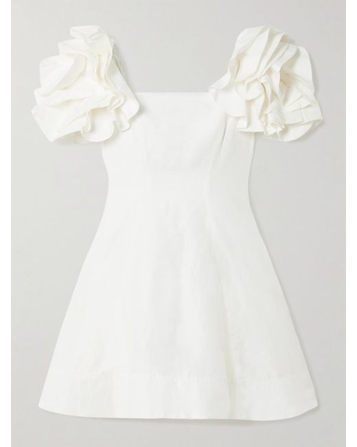 Mini-Robe En Popeline À Volants Twyla Aje. en coloris White