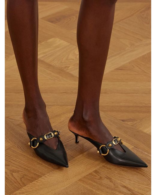 Balenciaga White City Embellished Leather Mules