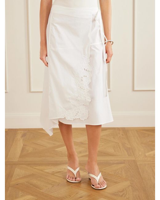 Sir White Klara Broderie Anglaise Cotton Midi Skirt