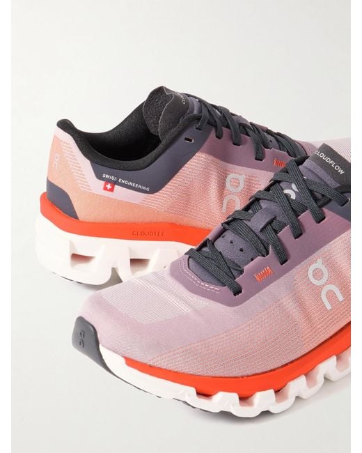 On Shoes Orange Cloudflow 4 Mesh Sneakers