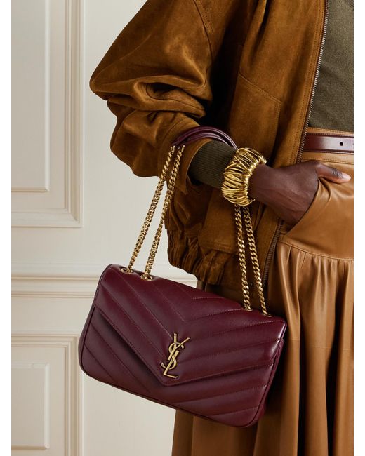 Saint Laurent Purple Loulou Quilted Leather Shoulder Bag