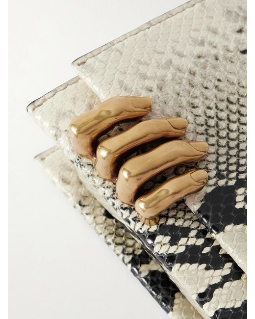 Khaite Natural Embellished Snake-Effect Leather Clutch