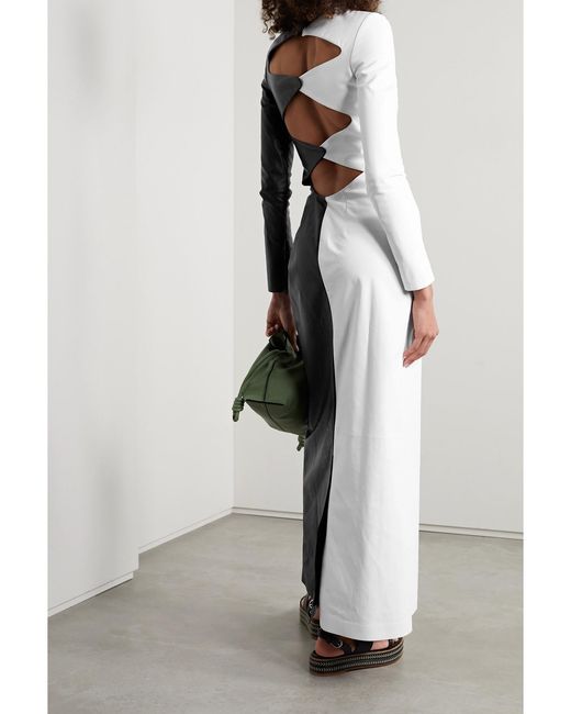Gabriela Hearst Black + Net Sustain Currie Cutout Two-tone Leather Maxi Dress