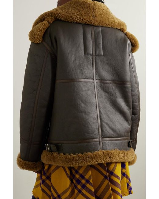 Burberry Green Shearling Aviator Jacket