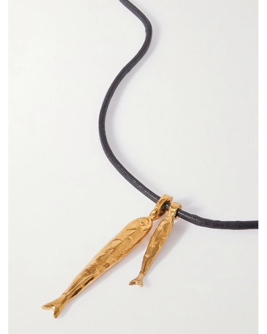 Alighieri Natural Net Sustain Gone Fishing-Plated Cord Necklace