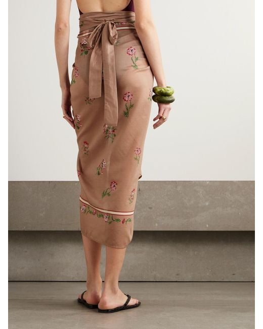 Agua Bendita Natural Lavanda Printed Cotton And Silk-Blend Voile Pareo