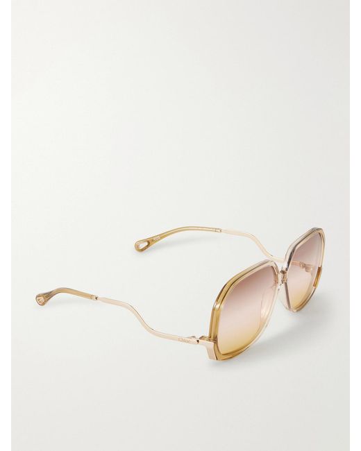 Chloé Natural Square-Frame Acetate Sunglasses