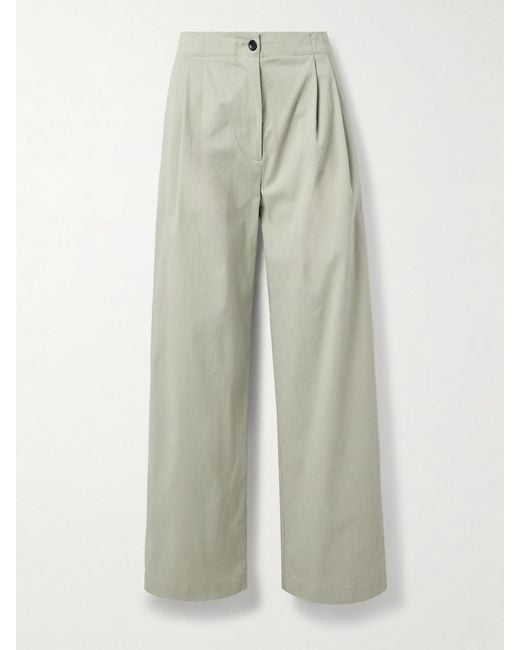Proenza Schouler White Romina Pleated Cotton-Blend Wide-Leg Pants
