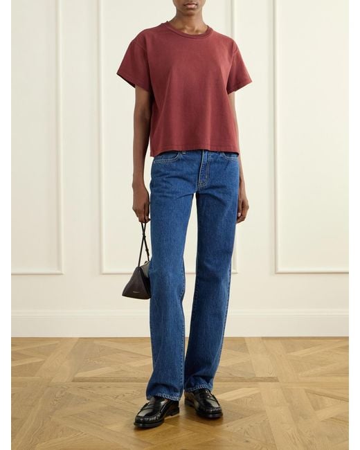 SLVRLAKE Denim Blue Chloe Low-Rise Straight-Leg Jeans