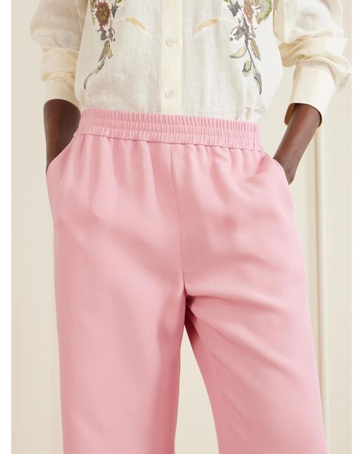 Valentino Garavani Pink Silk-Cady Wide-Leg Pants