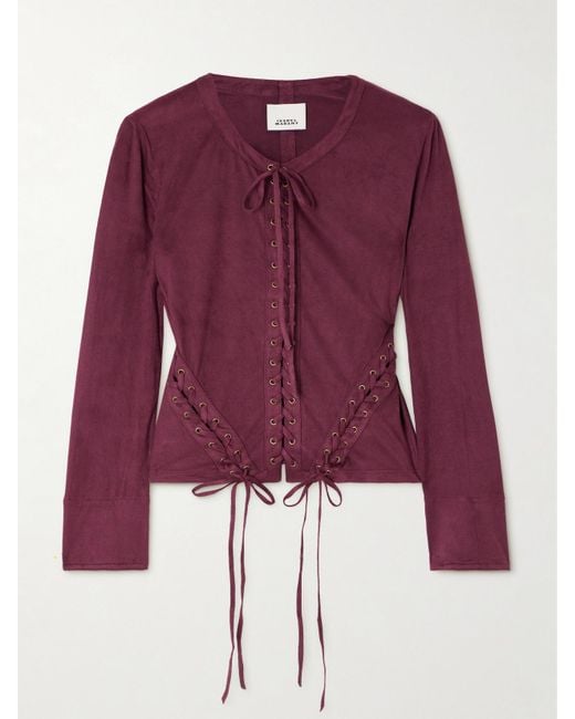 Isabel Marant Purple Seatle Verkürztes Oberteil Aus Gebürstetem Stretch-Jersey