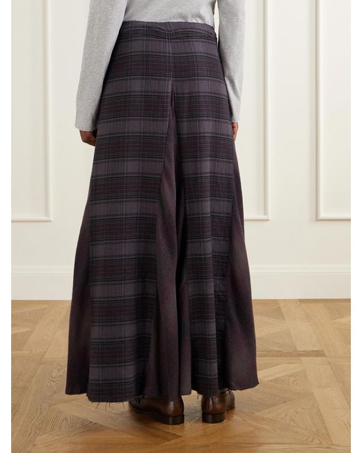 Our Legacy Purple Rebel Checked Cotton-Flannel Midi Skirt