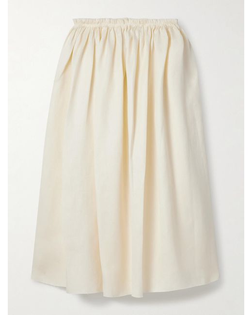 Gabriela Hearst Natural Chiara Linen Midi Skirt