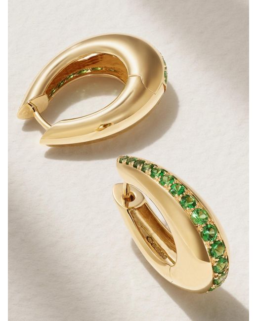 ANANYA Metallic Chakra Icon 18-Karat Tsavorite Hoop Earrings