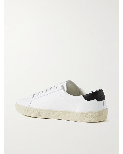 Saint Laurent White Court Classic Sl/06 Logo-Embroidered Leather Sneakers