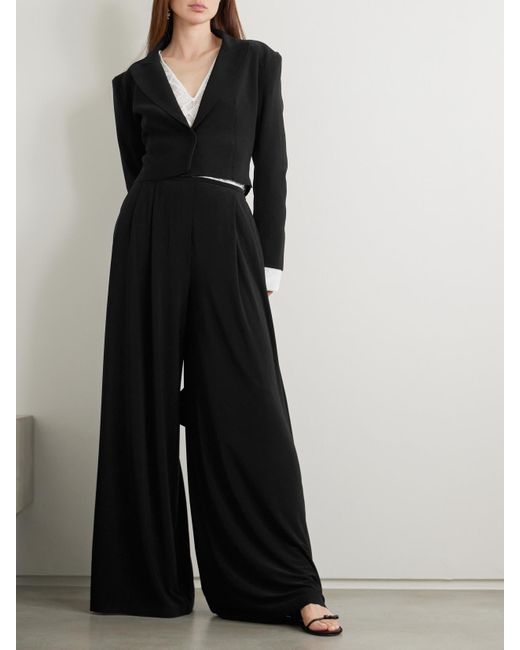 Norma Kamali Black Hose Mit Weitem Bein Aus Stretch-Jersey Mit Falten