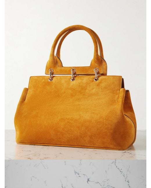 Gabriela Hearst Orange Amethyst Kleine Tote Aus Veloursleder Mit Verzierung