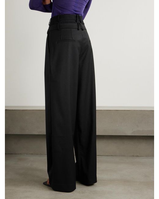 16Arlington Black Ivlia Layered Pleated Crepe Wide-Leg Pants