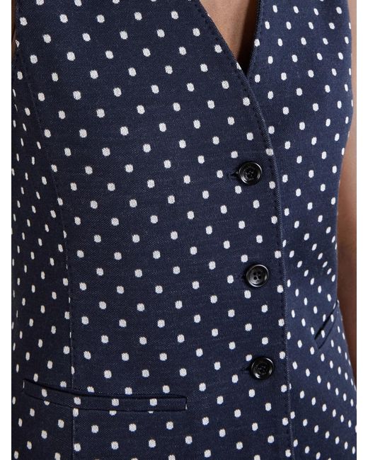 Max Mara Blue Polka-Dot Woven Waistcoat
