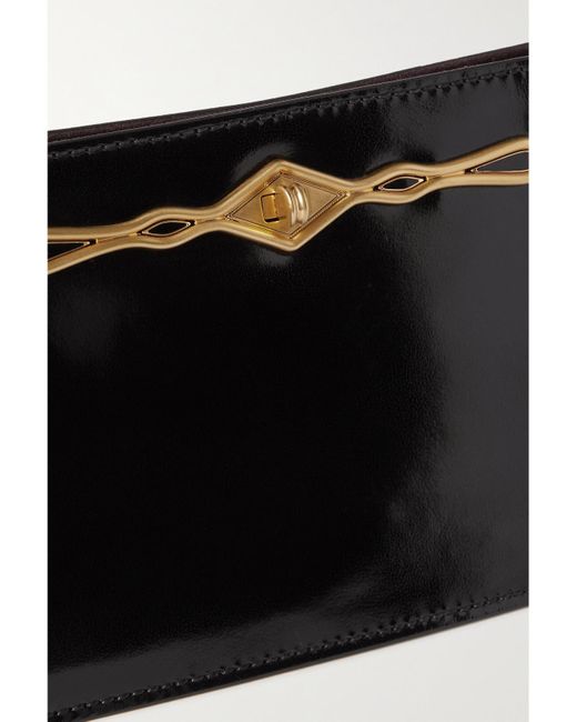 Metier Black Fernando Jorge Ease Embellished Glossed-Leather Clutch