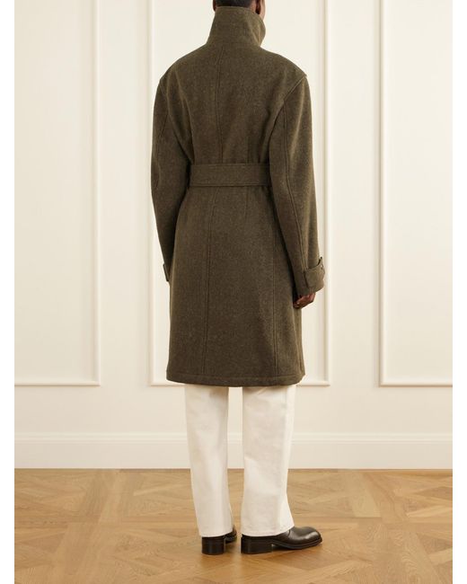 Lemaire Green Belted Alpaca And Wool-Blend Felt Coat