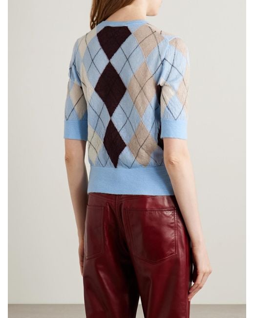 Khaite Blue Anders Pullover Aus Einer Kaschmir-Mohairmischung Mit Argyle-Muster