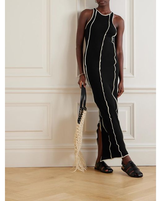 Nanushka Black Wanda Striped Recycled-Jersey Maxi Dress