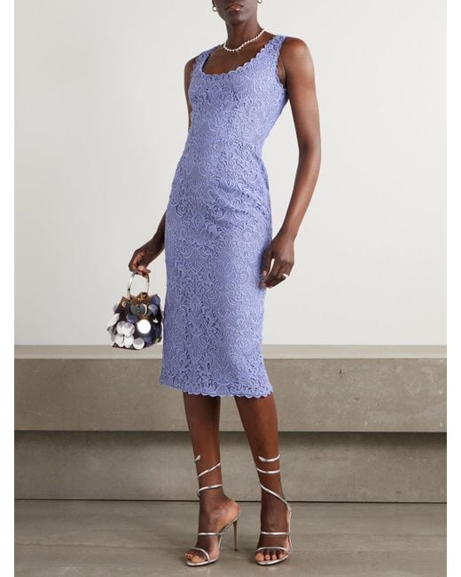 Etro Purple Midikleid Aus Guipure-Spitze Mit Wellenkante