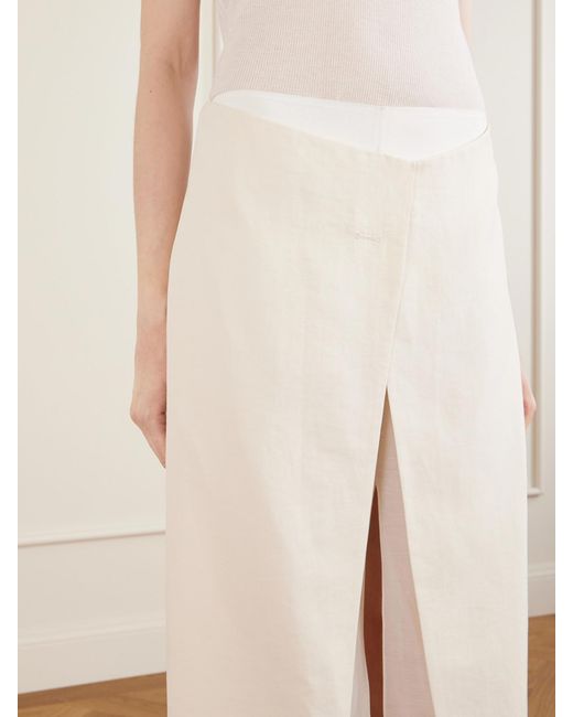 Khaite Natural Tal Woven Midi Skirt