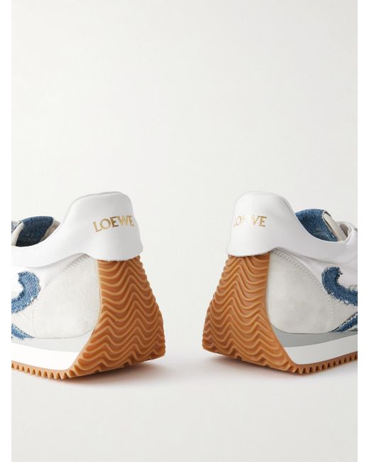 Loewe Blue Flow Runner Denim-Trimmed Shell And Suede Sneakers