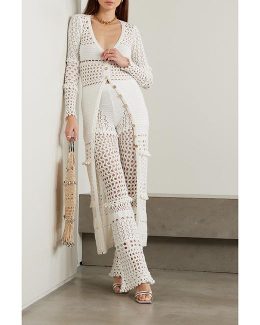 retroféte White Alaia Iridescent Crochet-Knit Cardigan