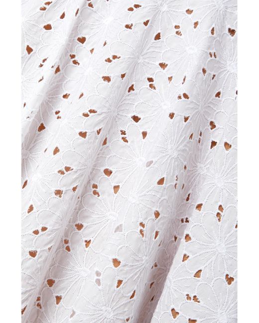 Michael Kors White Broderie Anglaise Cotton-Blend Mini Dress