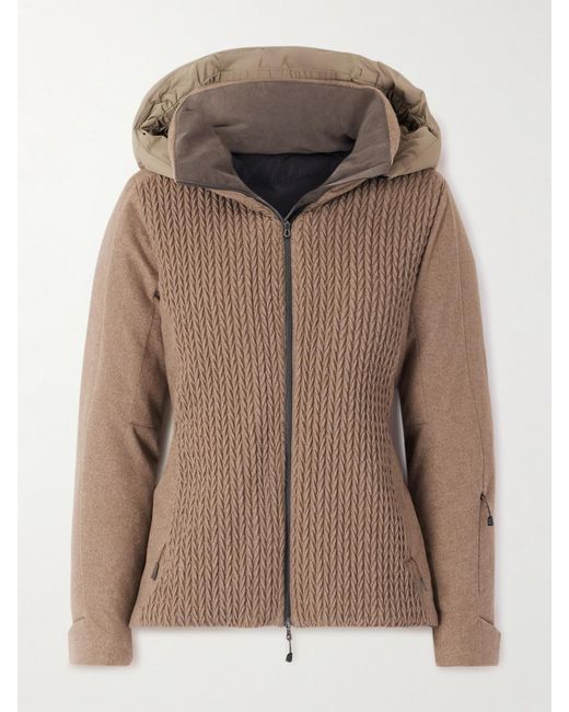Sease Brown Armor 2. Hooded Padded Cable-Knit Cashmere Ski Jacket