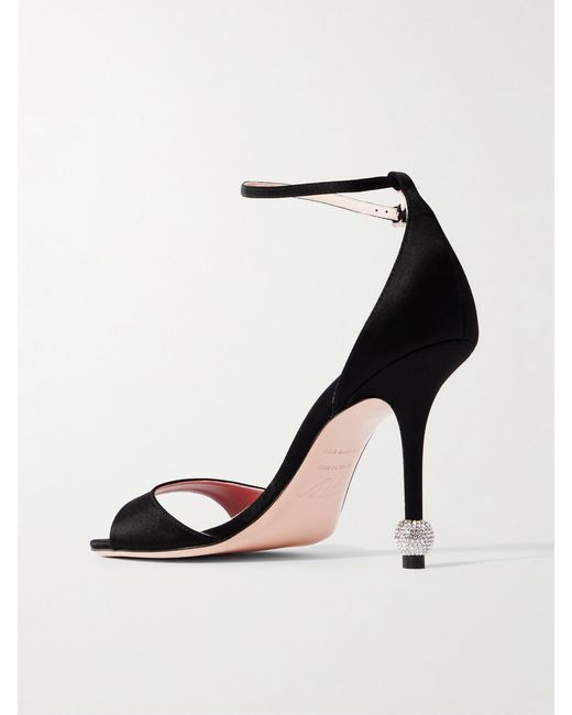 Roger Vivier White Marlene 100 Crystal-Embellished Satin Sandals