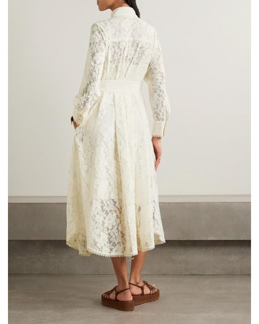 Robe Midi En Dentelle Cordonnet À Plis Dawning Zimmermann en coloris White