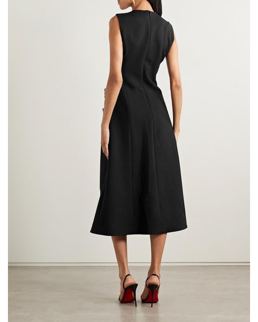 Oscar de la Renta Black Midikleid Aus Einer Wollmischung Mit Verzierungen