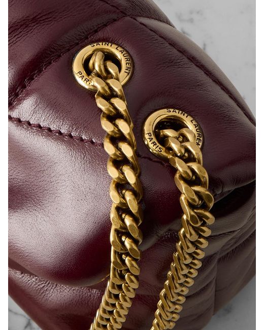 Saint Laurent Purple Puffer Toy Mini Schultertasche Aus Gestepptem Leder
