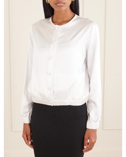 The Park White Kelly Cropped Silk Jacket
