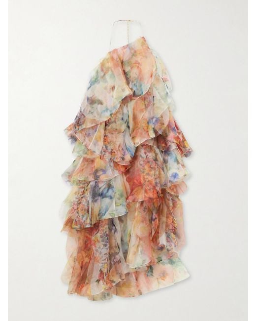 white floral print halterneck chiffon midi dress Adrianna Papell Floral Pleated Chiffon Dress Women's Dress Blue : 12