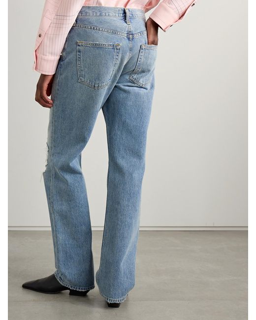 Agolde Blue Kelly Distressed High-Rise Straight-Leg Jeans