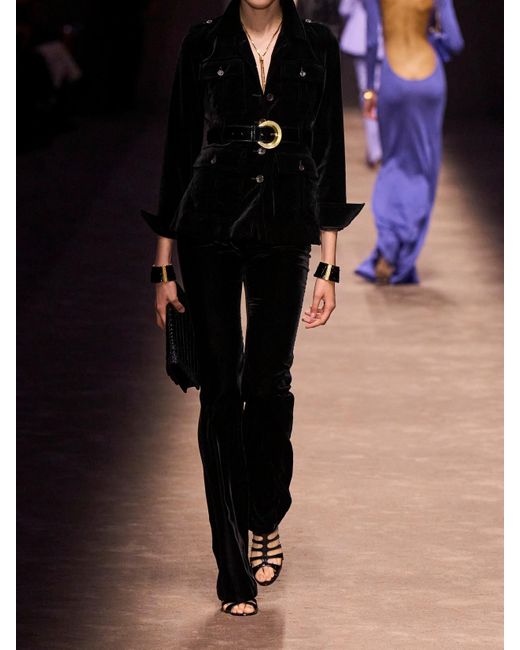 Tom Ford Black Belted Cotton-Velvet Jacket