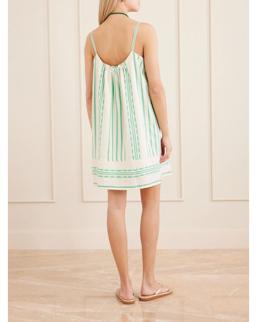 Lemlem Blue Zina Striped Cotton Mini Dress