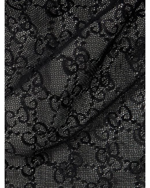 Gucci Black Gg Stretch-Lace Top