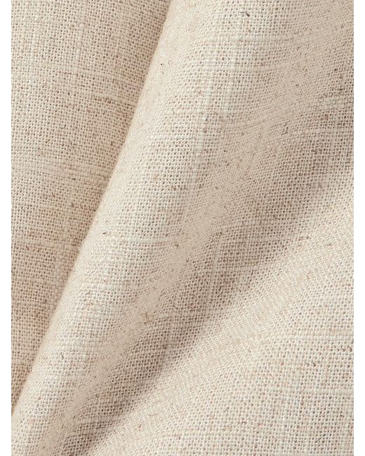 ‎Dima Ayad White Sequined Canvas Straight-Leg Pants