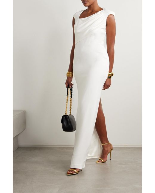 Tom Ford White Draped Silk-Georgette Gown