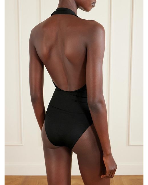 ‎Taller Marmo Black Tropicana Set Aus Neckholder-Badeanzug Und Pareo Mit Fransen