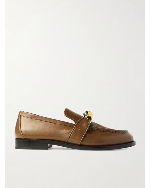 Bottega Veneta Brown Astaire Embellished Leather Loafers