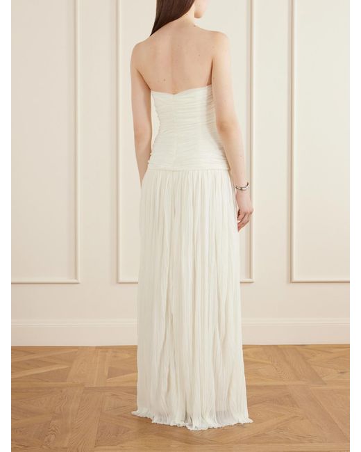 Jonathan Simkhai White Danielle Crinkled Bustier Gown